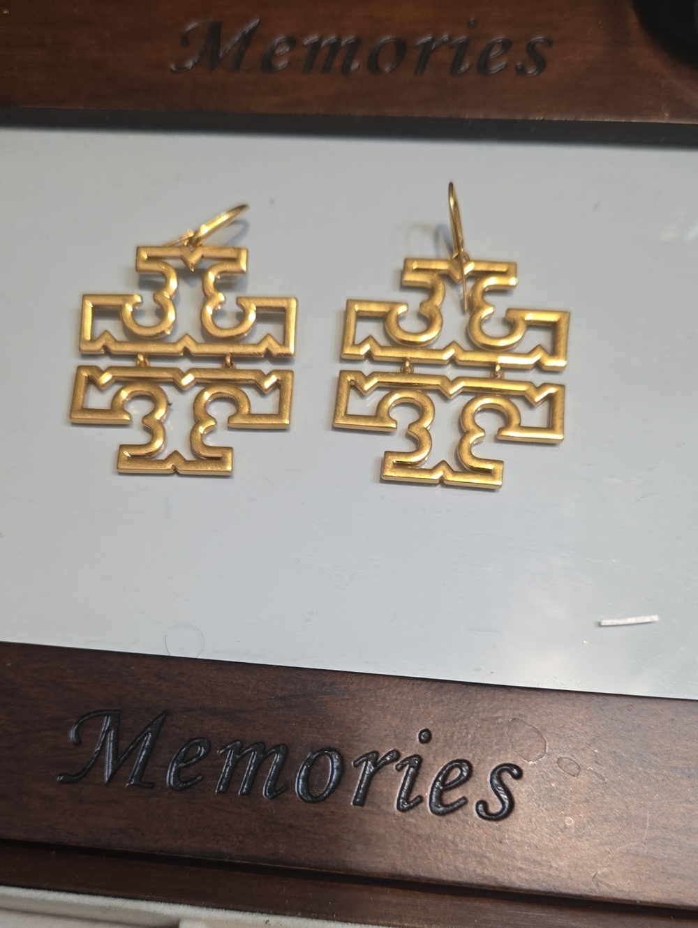 Tory Burch Gold Double-T Monogram Drop Earrings - Women Accessories
